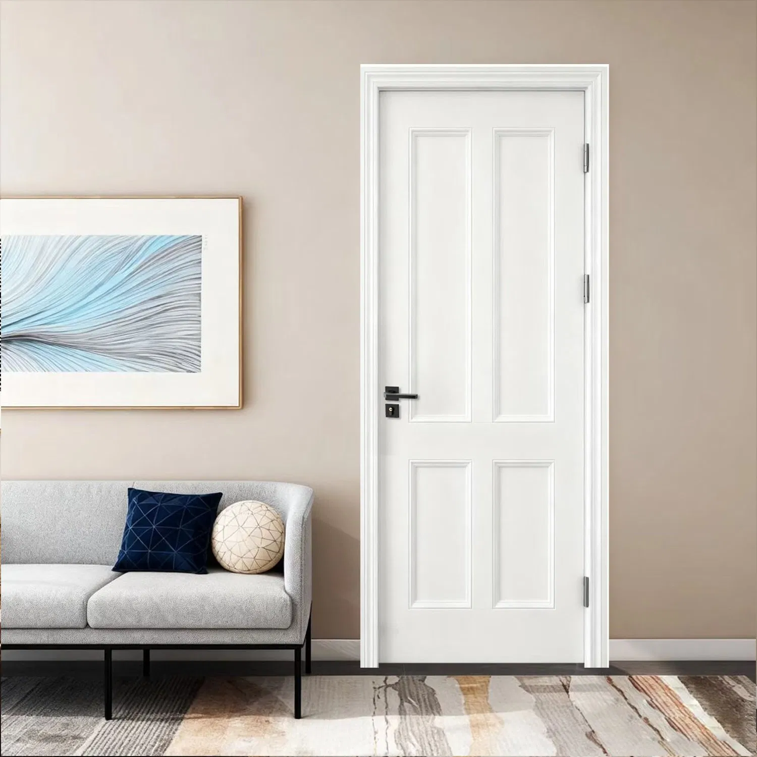 Modern Design Interior Solid Wooden Door Wood Steel Sliding Metal PVC WPC Glass Aluminium Soundproof Solid Security Paint Entrance Door for Bedroom Custom Hotel