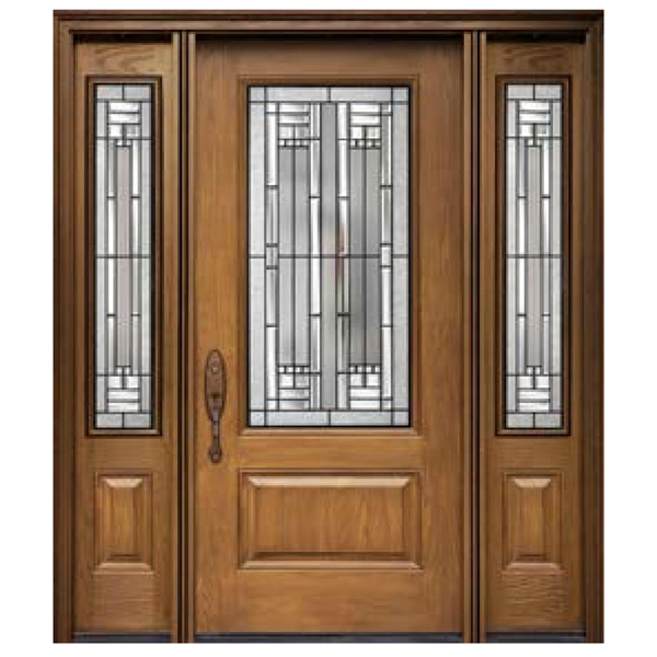Moonlitdoors Us Standard Exterior Prehung Fiberglass Door with Sidelite for Villa