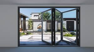 Bifold Aluminum Alloy Folding Doors with Fiberglass Folding Screen Windproof &amp; Waterproof for Exterior &amp; Patio