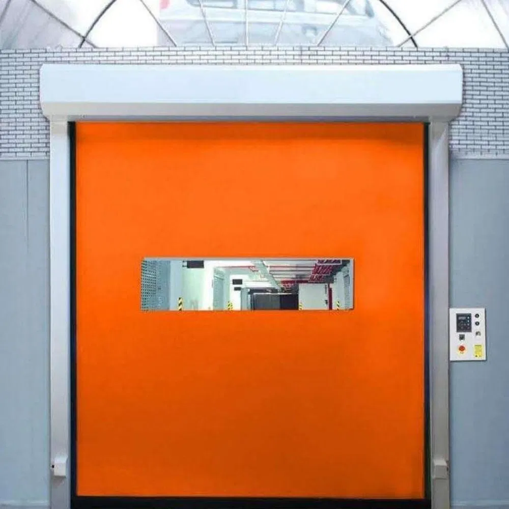 PVC Canvas Garage Industrial Logistics High Speed Zipper Fast Acting Plastic Vinyl Door for Pharmaceutical Drug Industry