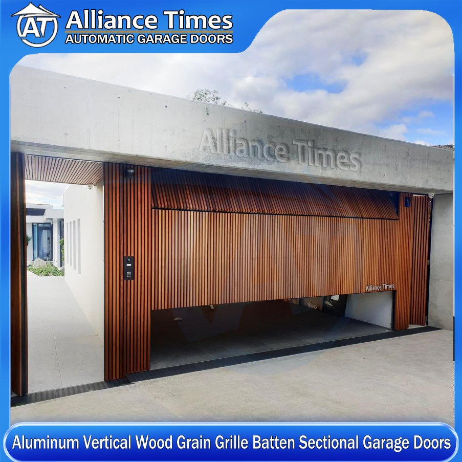 Aluminum Faux Wood Grain Grille Batten Fence Sectional Overhead Automatic Garage Doors
