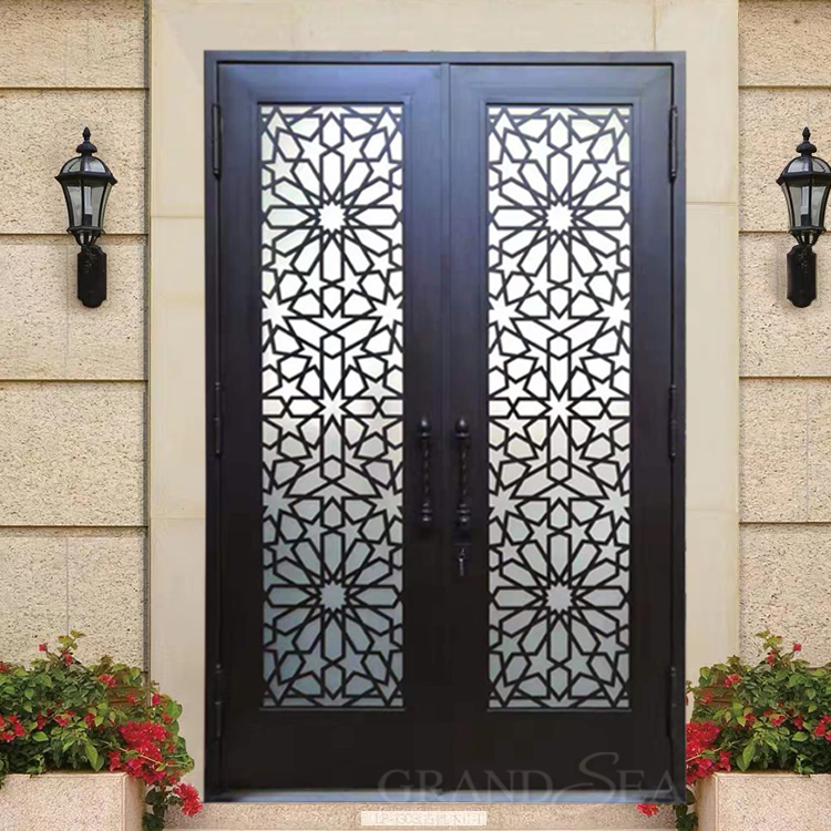 Exterior Modern Fiberglass Entry Door with 2 Sidelights Door