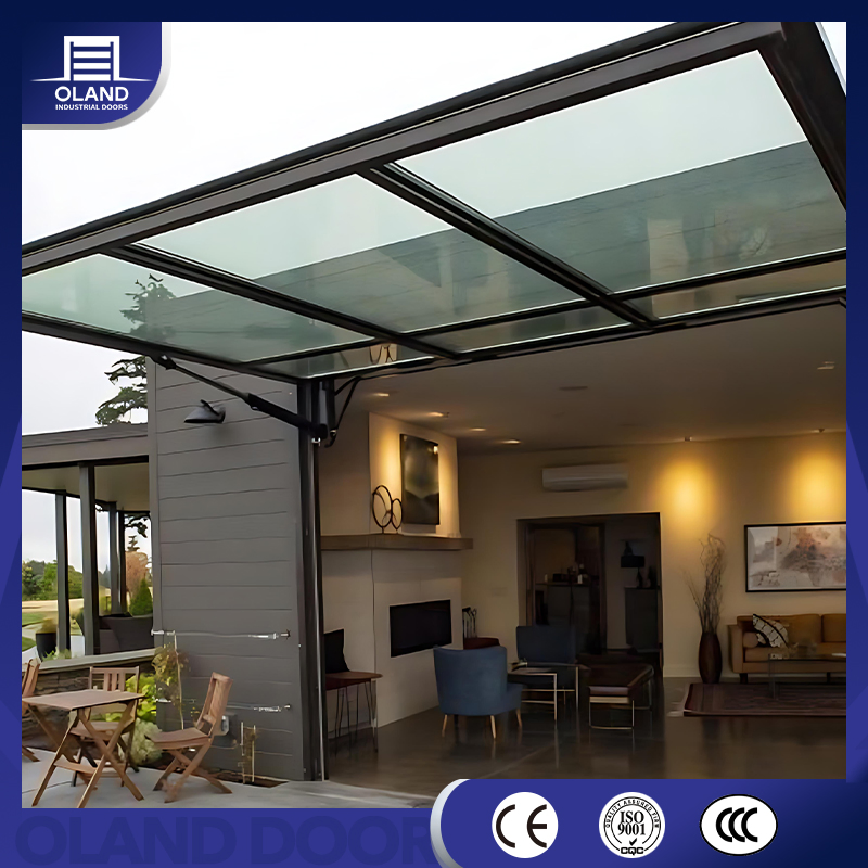 Sleek Flush Aluminum Sandwich Panel Automatic Overhead Lifting up Transparent Garage Door Technology