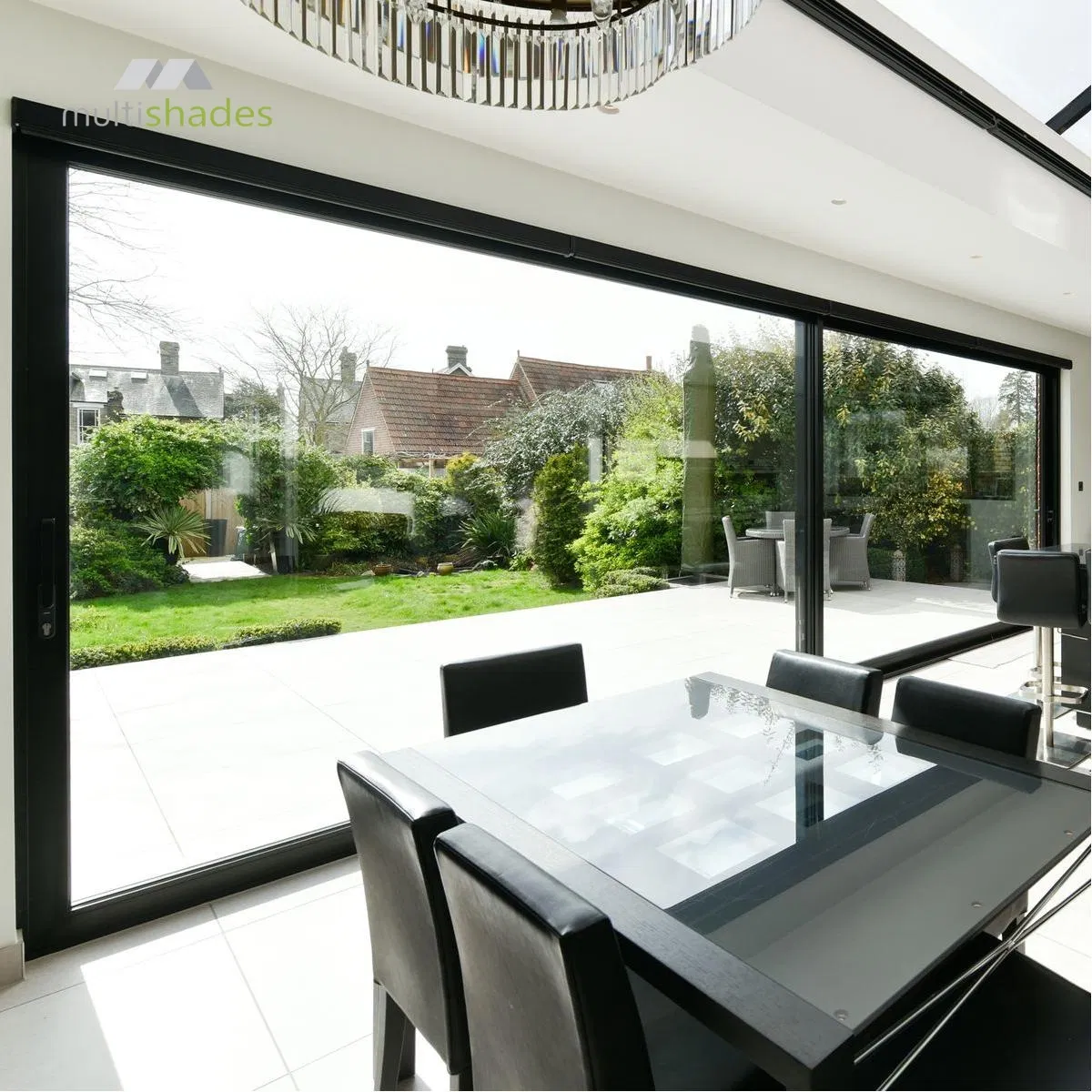 Multishades Luxury Panoramic Sliding Door Full View Aluminum Sliding Door with Tempered Glass Soundproof Sliding Door with Intelligence Remote Control