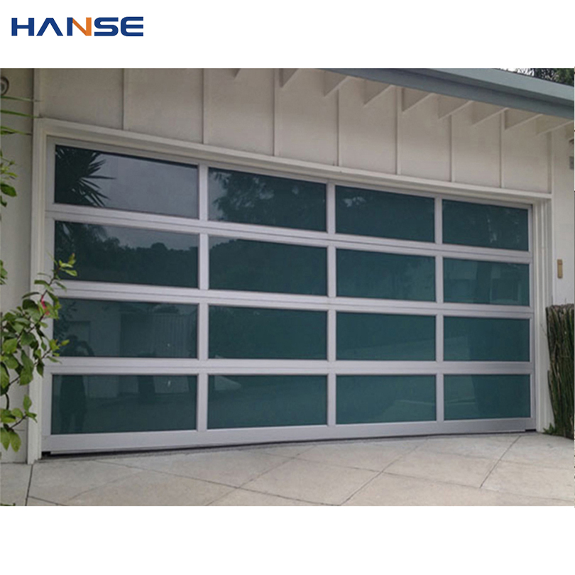Modern Villa Black Color Aluminum Garage Doors Price Full View Automatic Sectional Clear Glass Garage Door