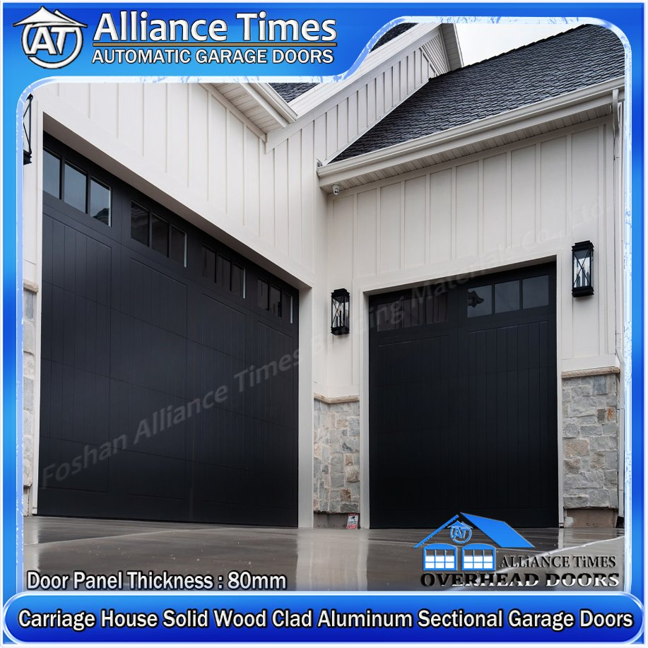 Customizable Carriage House Wood Clad Aluminum Garage Doors with Driving System