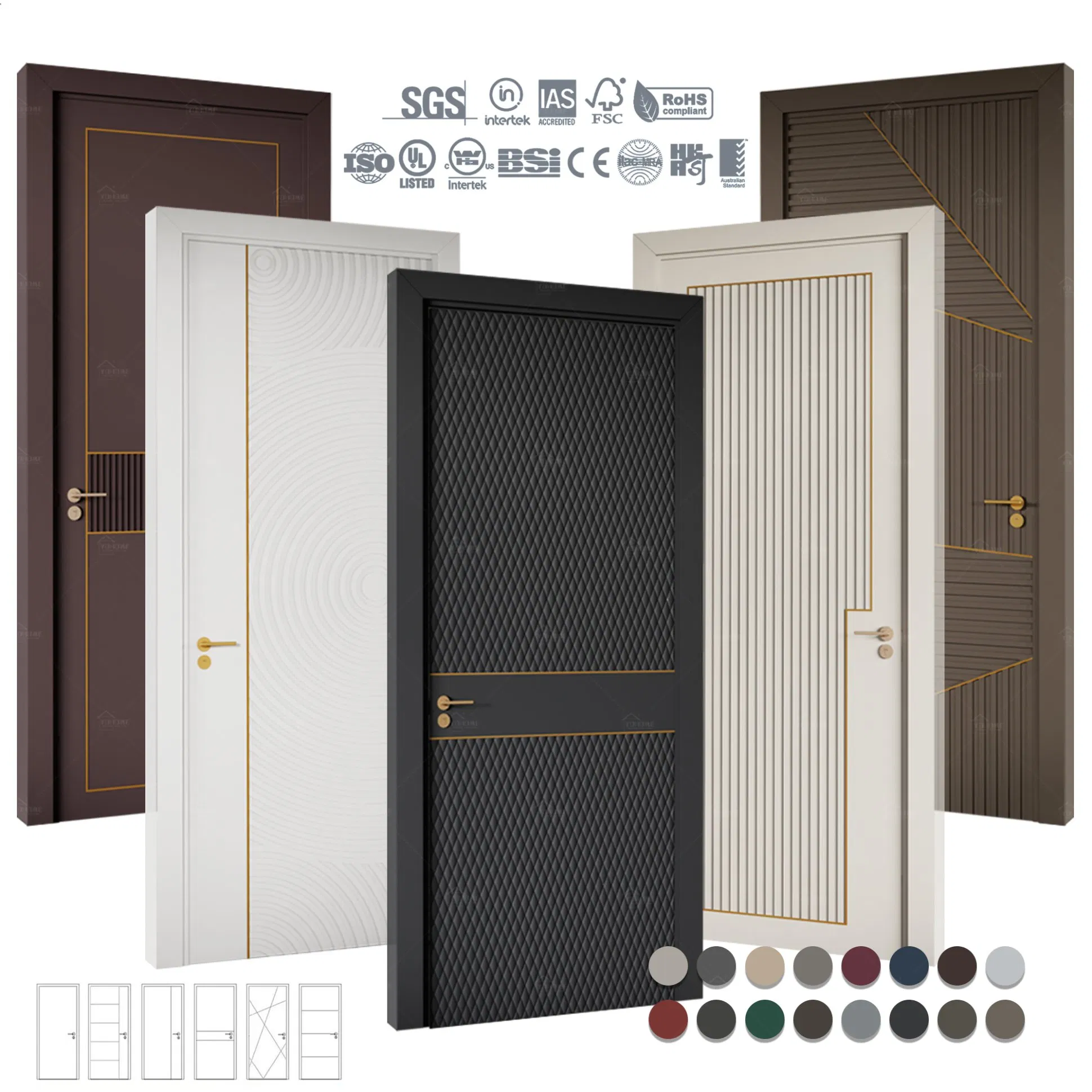 Guangdong Yohome Wooden Door Manufacturer Custom European Modern Solid Wood Interior Soundproof Doors
