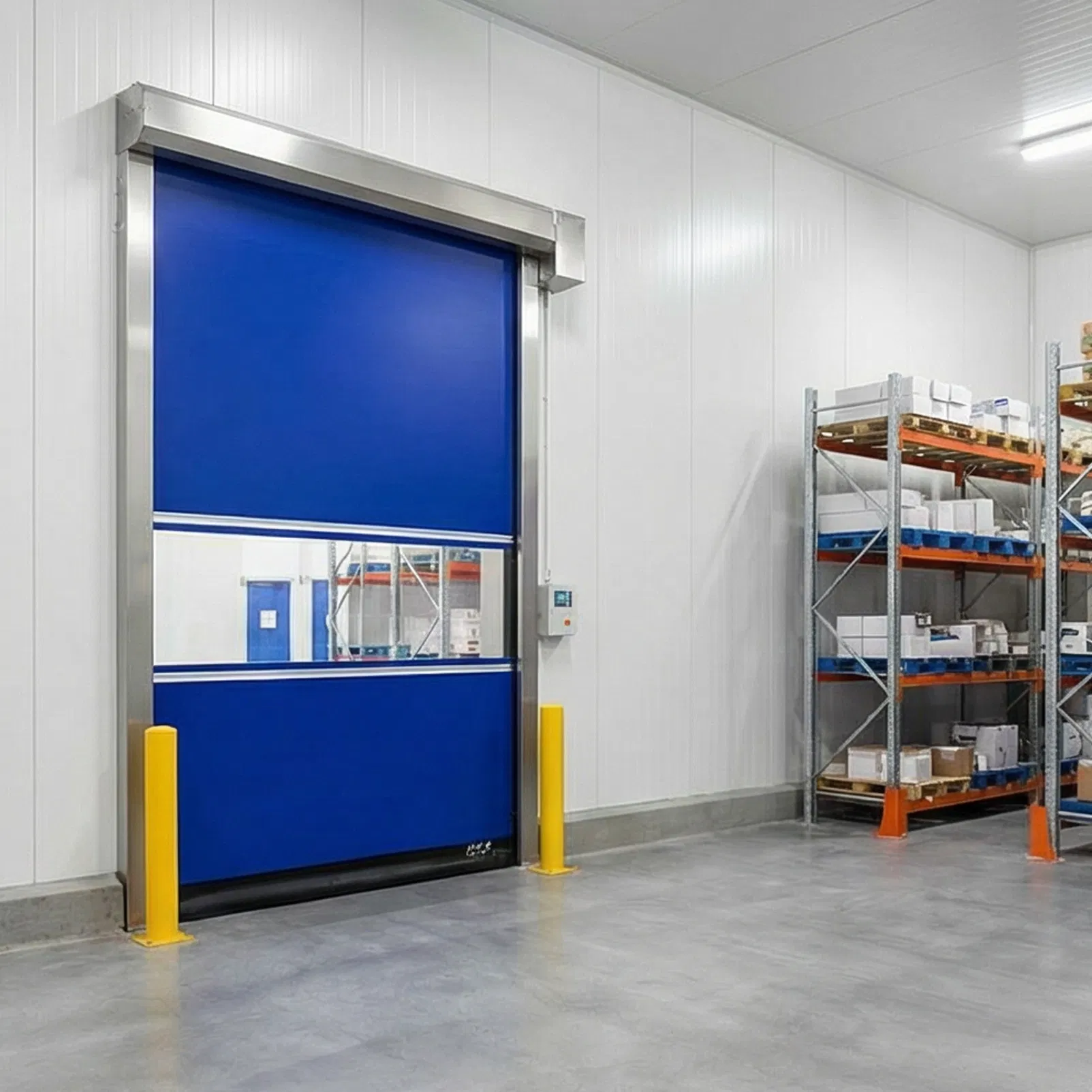 Industrial Automatic Plastic Cool Room Fabric Rapid Rolling up PVC High Speed Zipper Roller Shutter Doors for Freezers