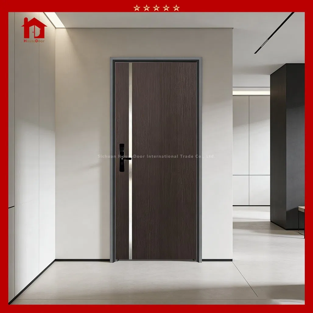 Luxury Exterior Steel Interior Wood Door, Inlaid with Ss Trim, Dual Silent Locks, Custom for High-End Apartments &amp; Villas