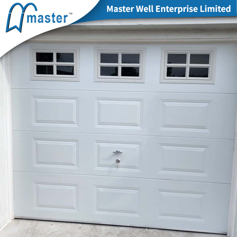 Best Sell French Residential Home White Galvanized Steel Cedar Black Wood Grain Sectional Short Long Carriage Panel Insulated Garage Door