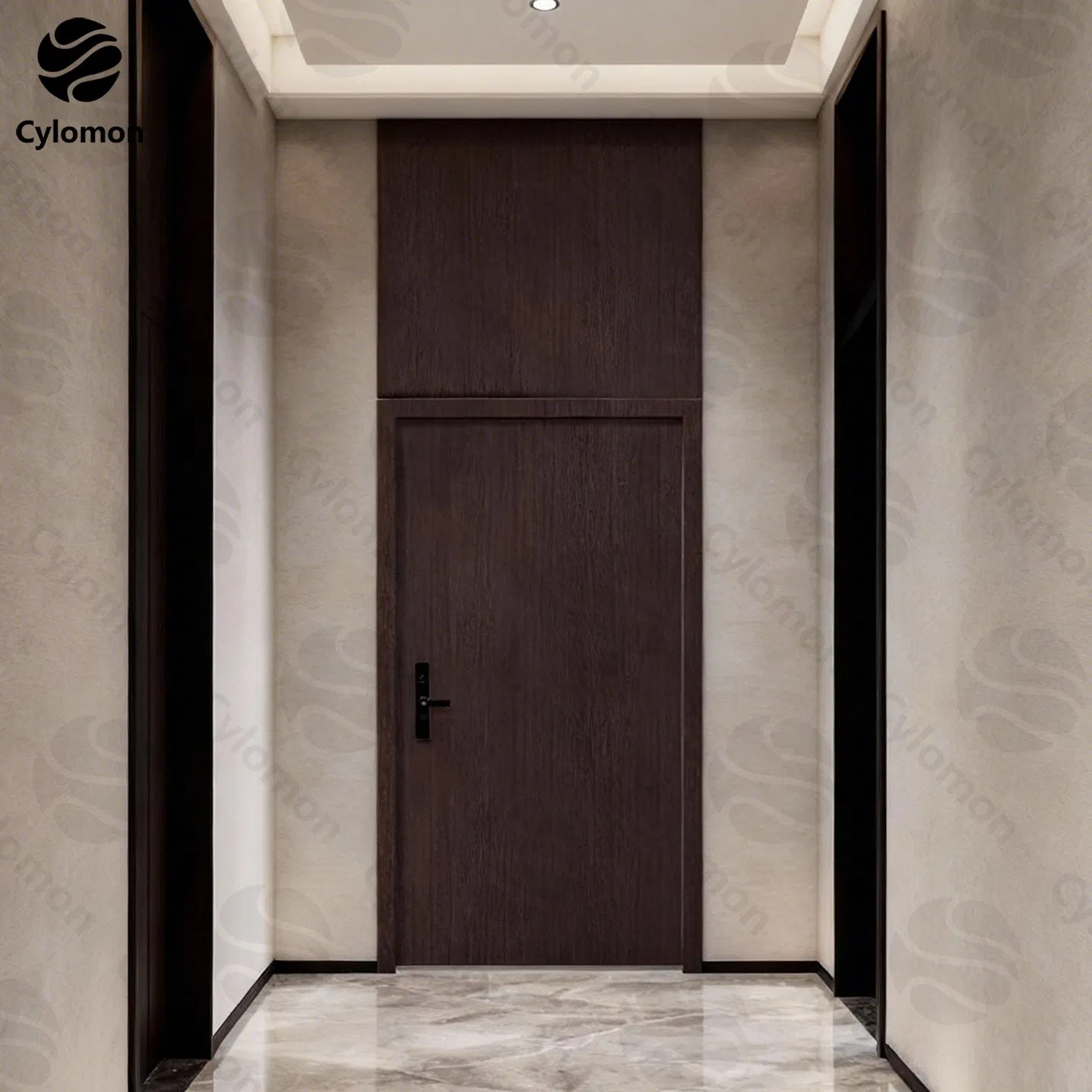 Luxury Anti-Theft Zinc-Iron Alloy Entry Door: Custom Elevated Sealing Board &amp; Easy-Clean Wood Grain Finish for High-End Apartments
