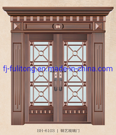 Security Steel Wooden Sliding Entrance Luxury Copper Garage Doors