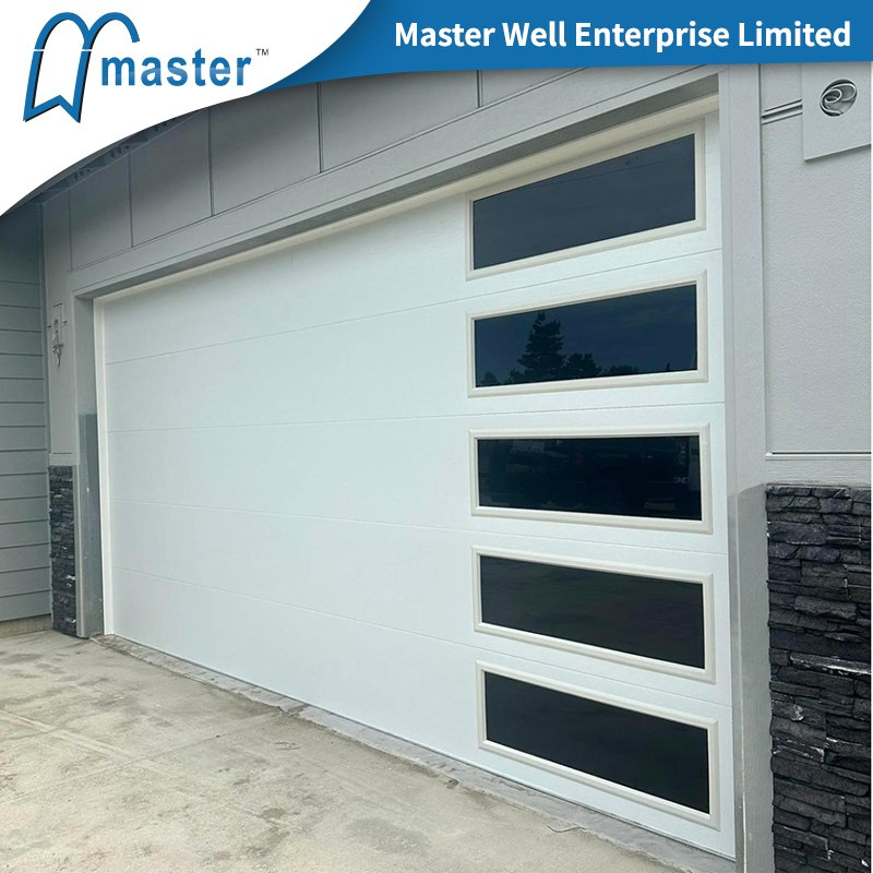 Modern Residential Automatic Wooden Walnut Galvanized Steel Orange Peel Oak Black Woodgrain Sectional Short Long Carriage Panel Insulated Overhead Garage Door