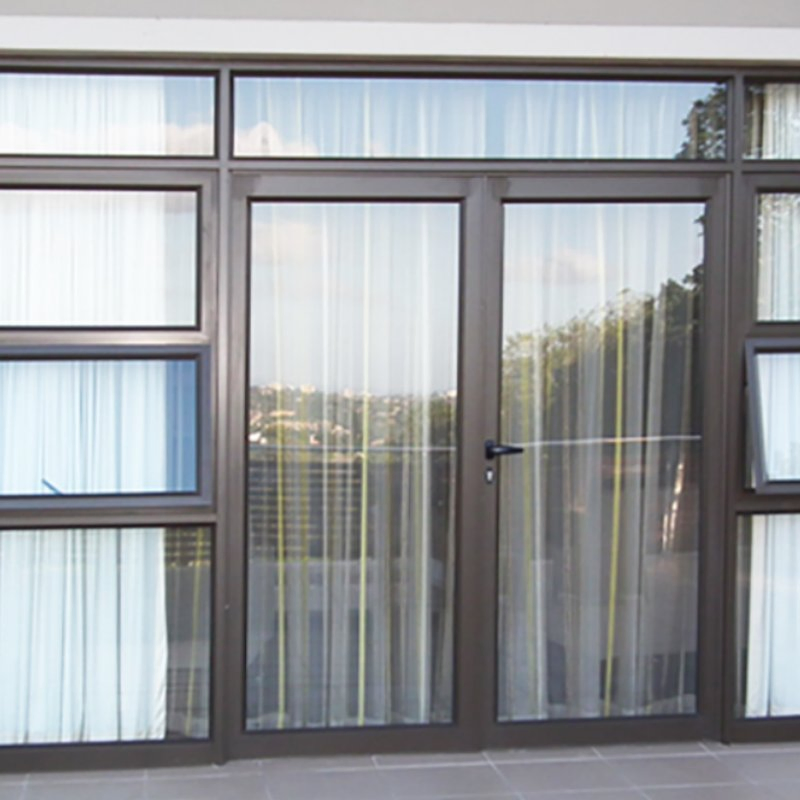 Modern Aluminum Double Door with Full View Low-E Glass