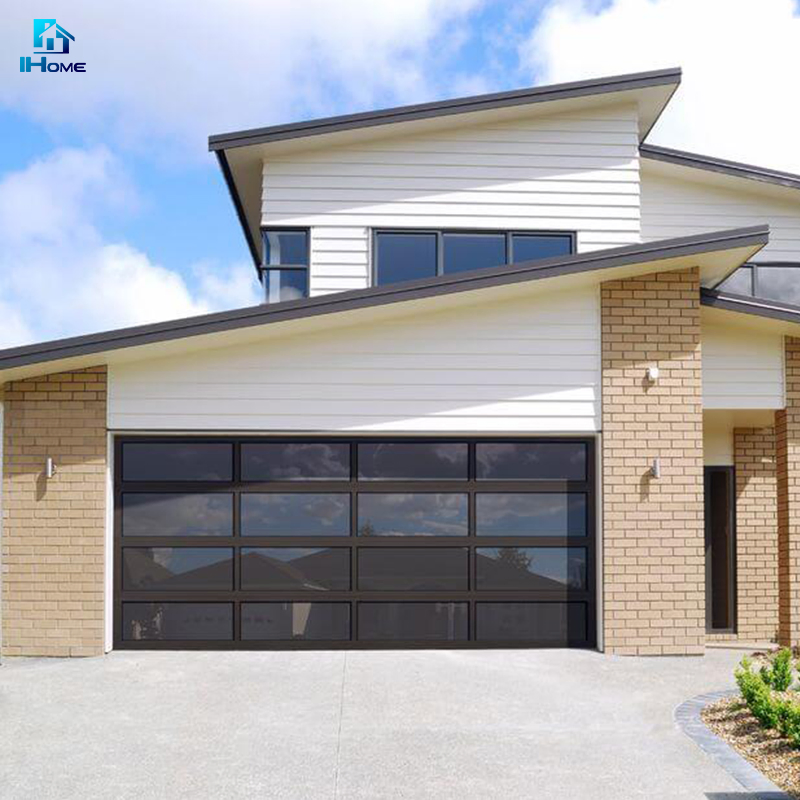 Modern Style Aluminum Frame Flush Metal Glass Garage Door Opener Gate Accordion Sectional Overhead Garage Door