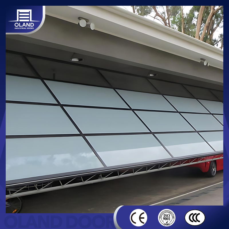 Sleek Flush Aluminum Sandwich Panel Automatic Overhead Lifting up Transparent Garage Door Technology
