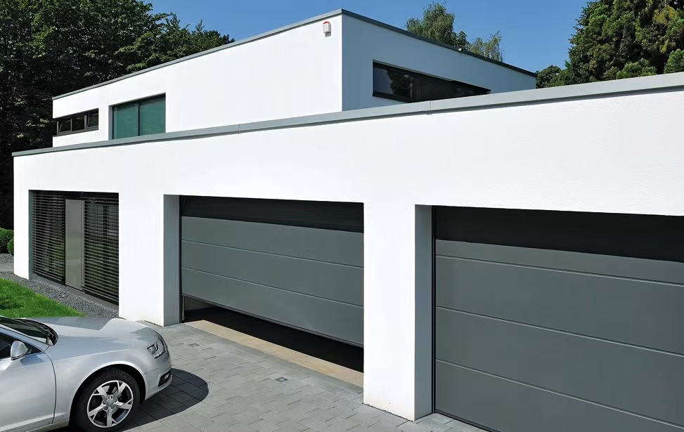 Foshan Factory Flat Garage Door with Flush Heat Insulation Metal Aluminum Sandwich Sectional Panels