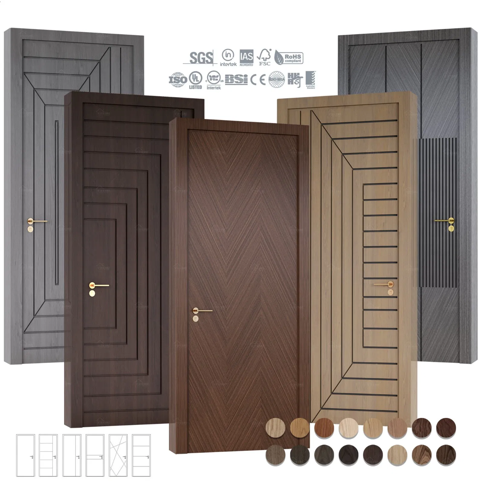 Guangdong Yohome Wooden Door Manufacturer Custom European Modern Solid Wood Interior Soundproof Doors