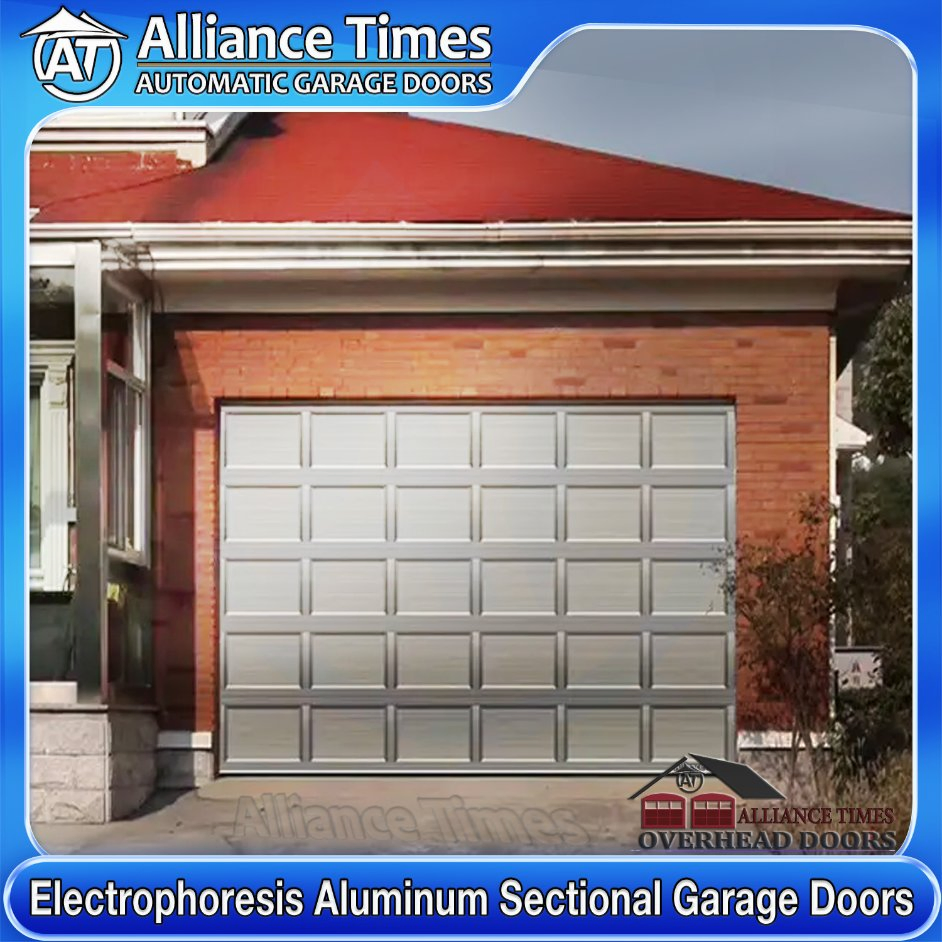 Aluminum Faux Wood Grain Single Sectional Automatic Garage Doors