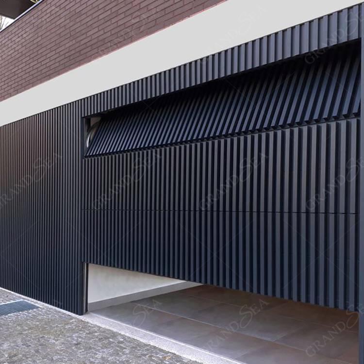 Faux Wood Grain Aluminum Vertical Grille Batten Style Overhead Garage Doors for Home Villa
