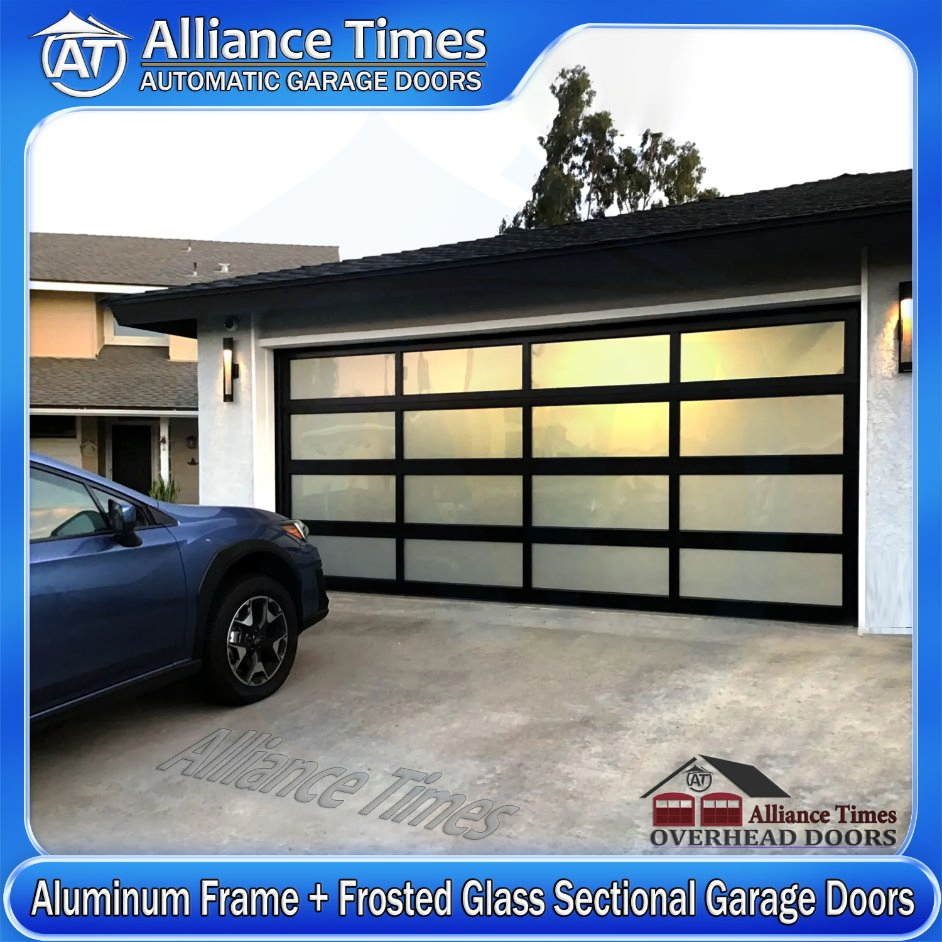 Advanced Residential Local Aluminum Tinted Tempered Glass Automatic New Garage Doors