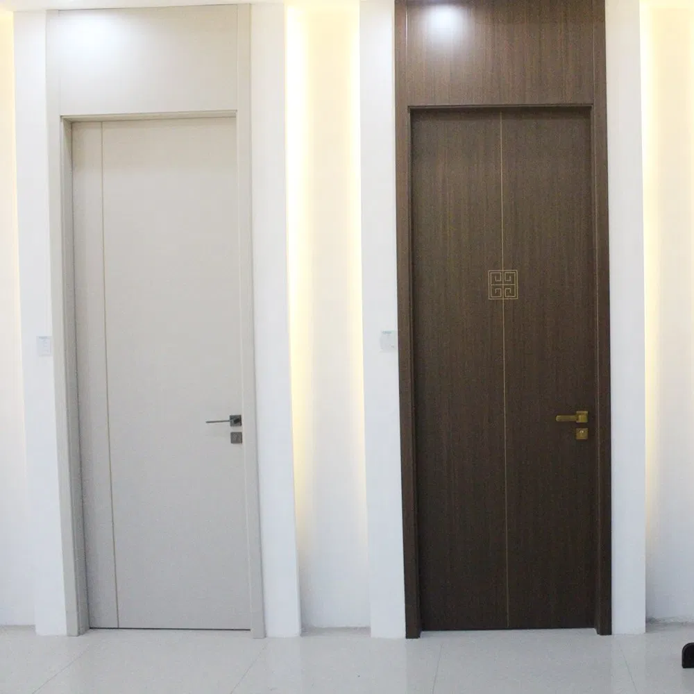 Fire Rated Interior Bedroom Solid Wooden Wood Door Grey White for Sale