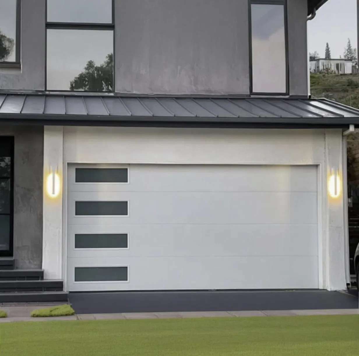 in Stock American Style Commercial Automatic Insulated Sectional Overhead Steel Garage Door