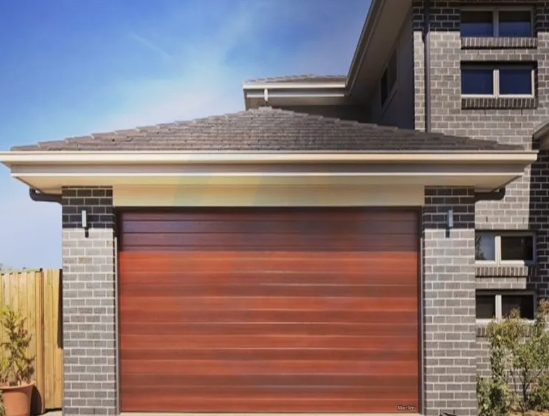 China Foshan Factory Custom Luxury Automatic Double Wood Panel Garage Door