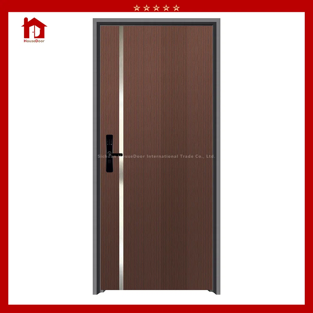 Luxury Exterior Steel Interior Wood Door, Inlaid with Ss Trim, Dual Silent Locks, Custom for High-End Apartments &amp; Villas