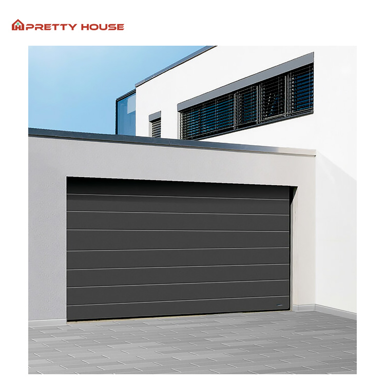 Luxury House Electric Sectional Aluminum Garage Door Full View Double Glass Doors