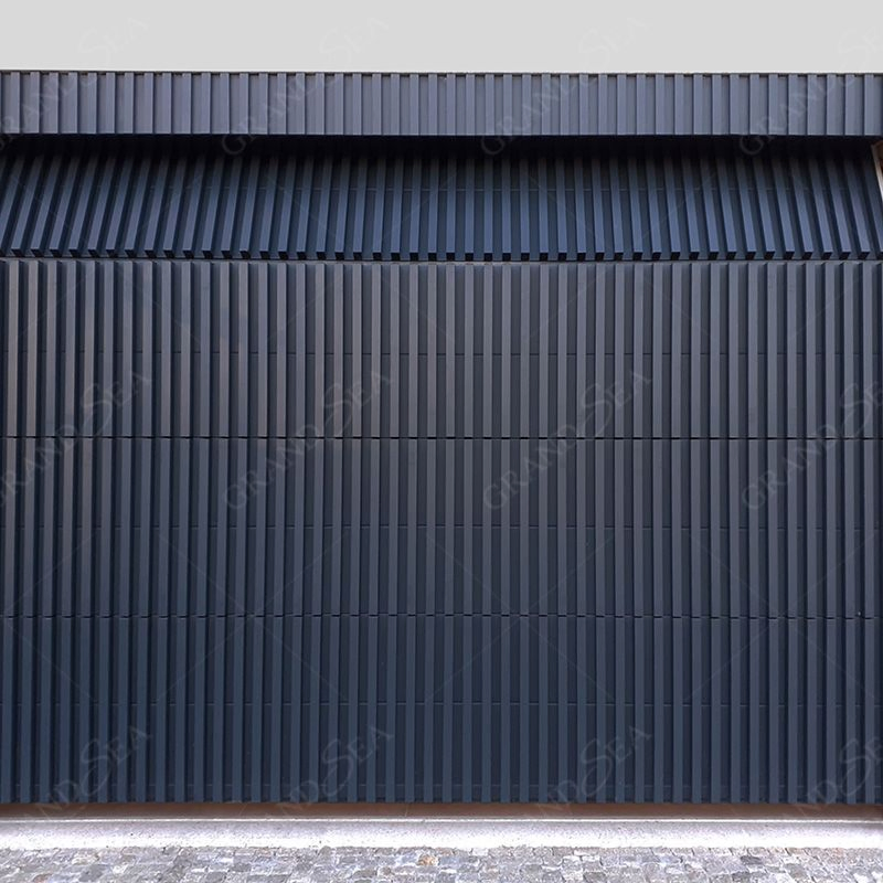 Faux Wood Grain Aluminum Vertical Grille Batten Style Overhead Garage Doors for Home Villa