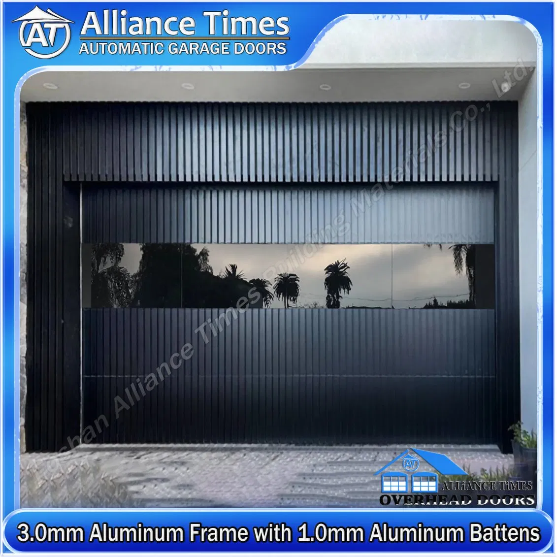 Home Faux Wood Grain Aluminum Vertical Grille Batten Style Overhead Garage Doors