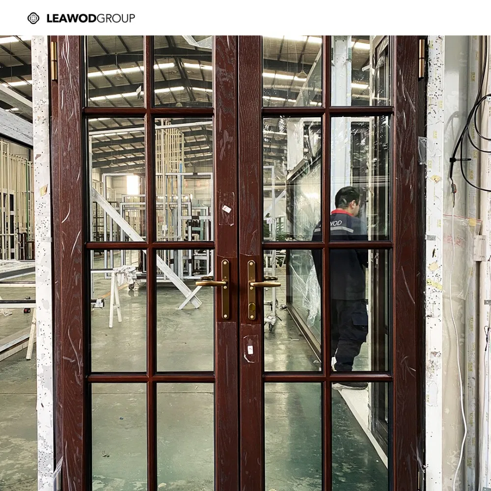 Modern Design Metal Wood Entry Patio Aluminum Wood Glass Front Back Door