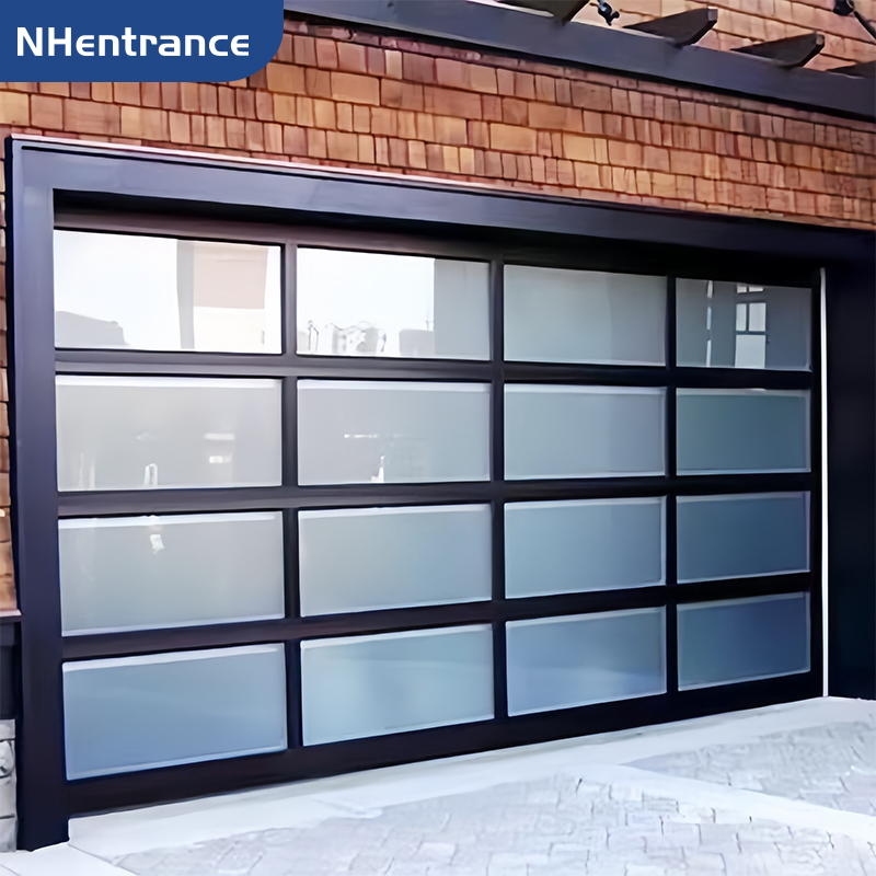 Automatic Custom Full View Sectional Garage Door for Residential Villa Glass Garage Door