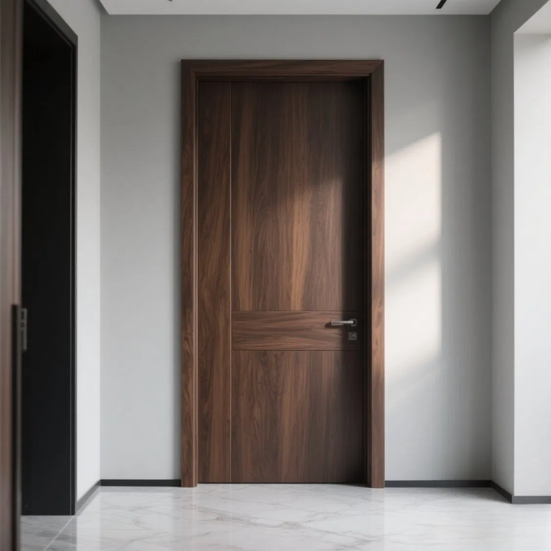 Custom White Primer Moulded Wooden Door Single Door Leaf MDF Modern Design for Apartments and Offices