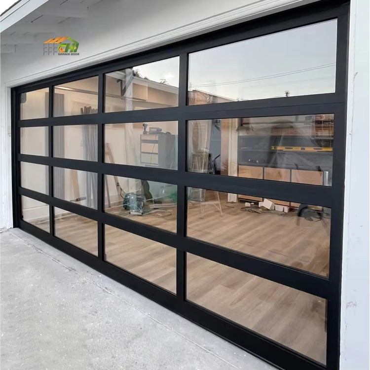 Transparent Overhead Glass Garage Door Section Door with Windows Security Full View Automatic Roller Shutter