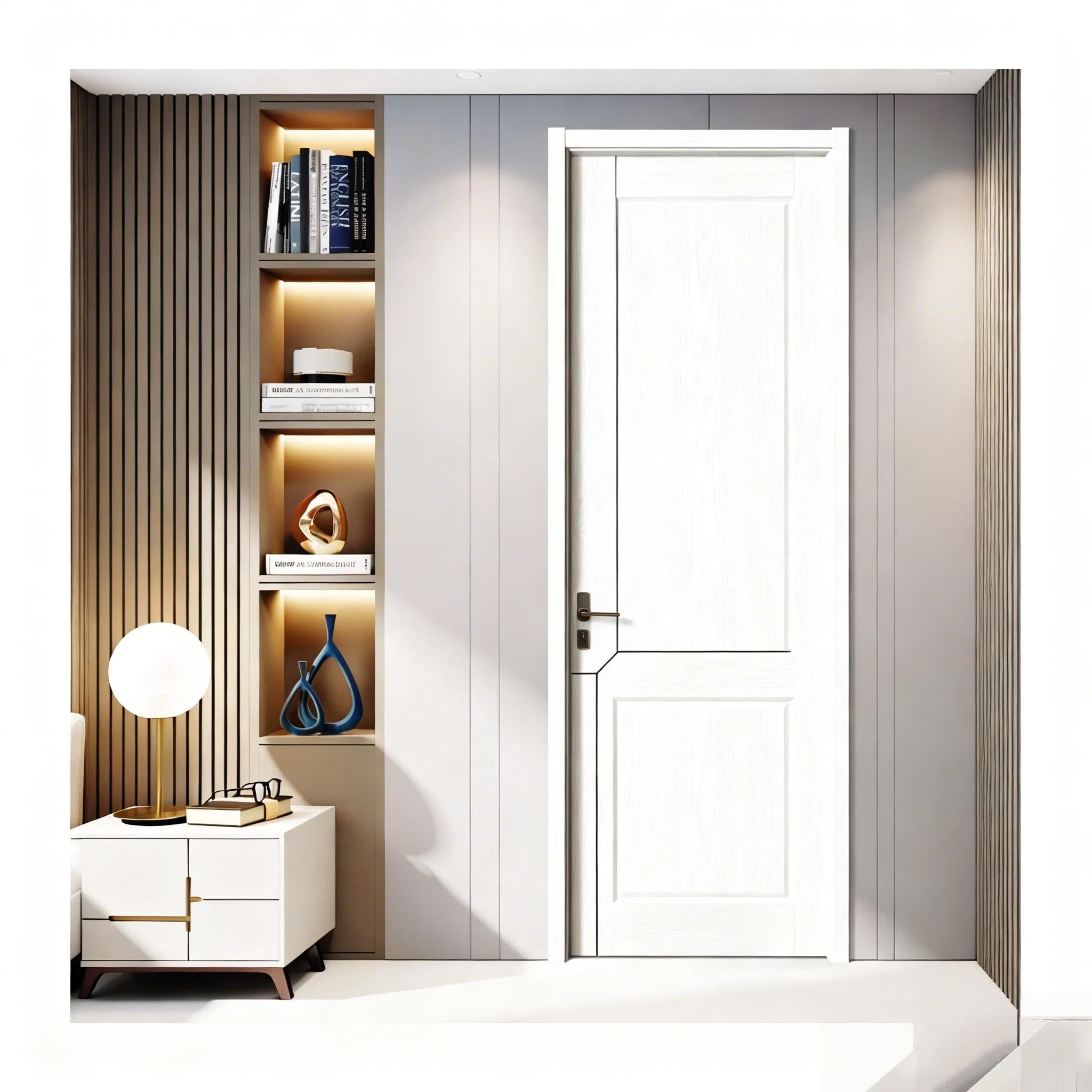 Carriage House Style Wood Fire Interior Door with American Pine Wood