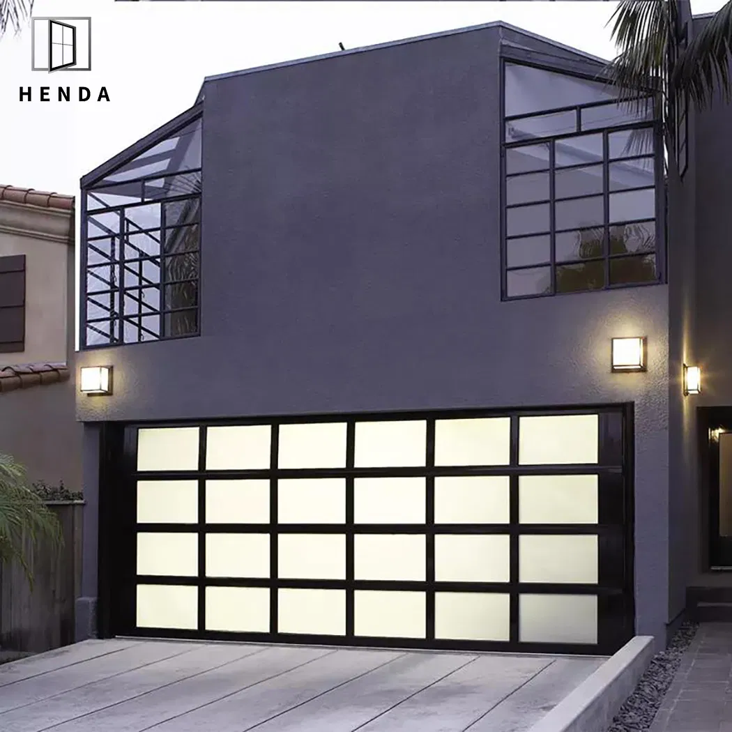 Wholesale Price China Factory Direct Frameless Full Glazed View Roller Shutter Black Glass Garage Door