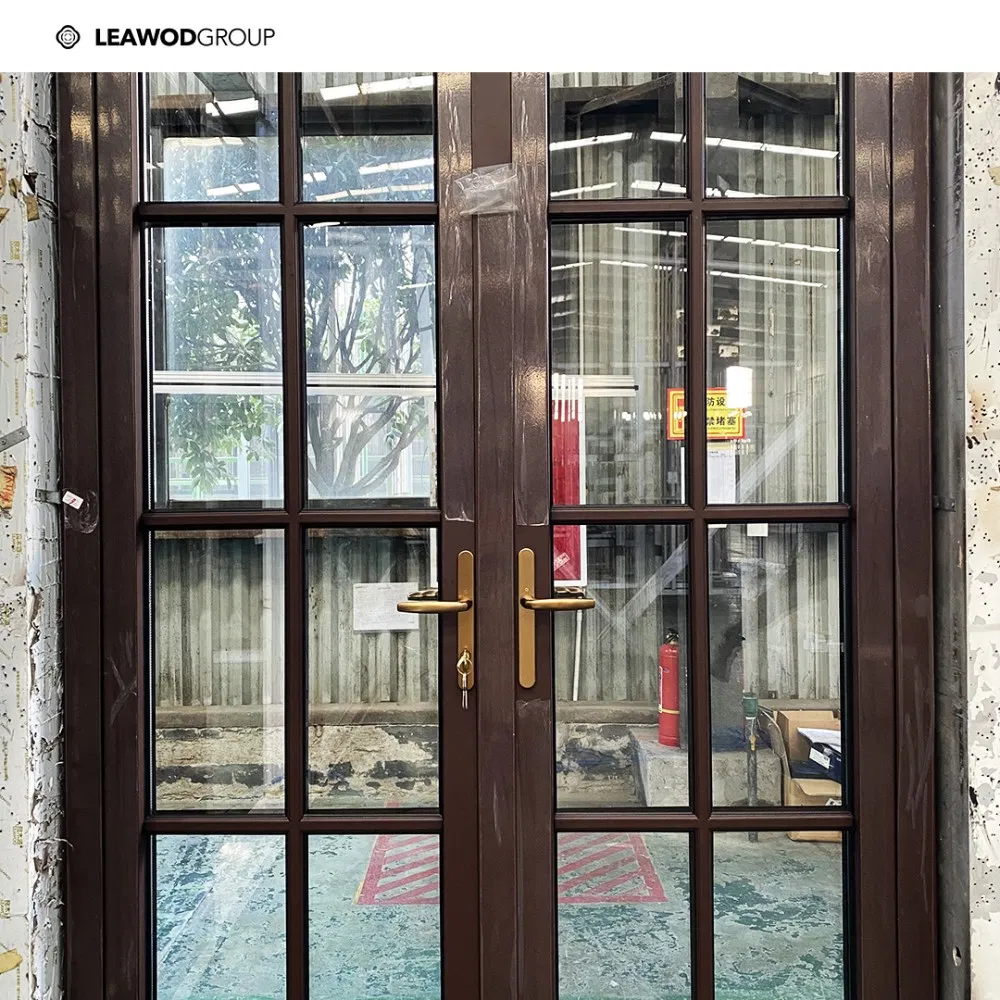 Modern Design Metal Wood Entry Patio Aluminum Wood Glass Front Back Door