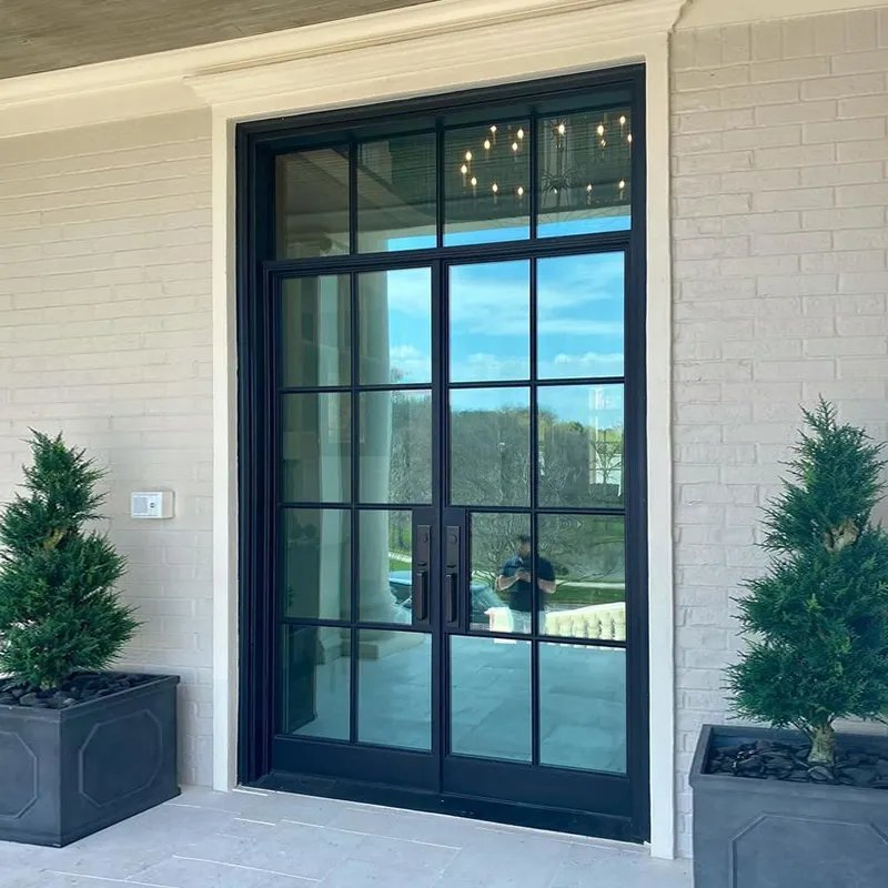 Wholesale Price Aluminum Modern Main Wrought Iron Double Single Gate Garage Sliding Glass Security Front Metal Interior Exterior Pivot Entry Entrance Steel Door