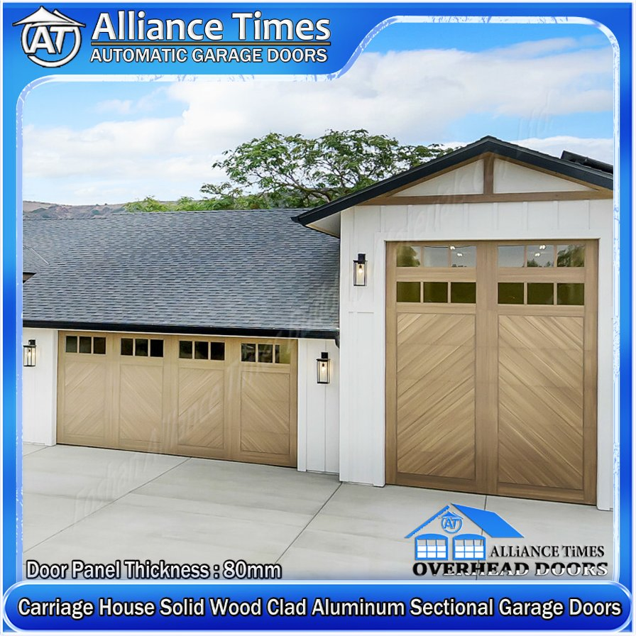 Elegant Carriage House Wood Clad Aluminum Garage Doors with Safety Clutch Feature
