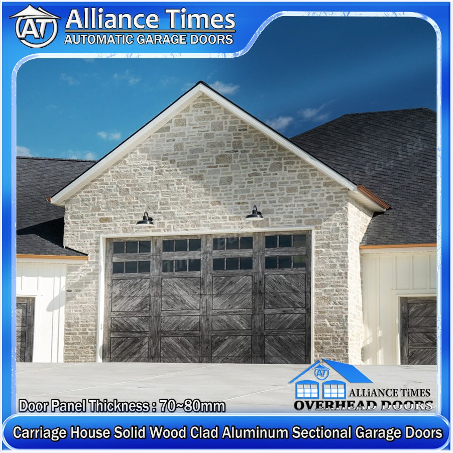 Customizable Carriage House Wood Clad Aluminum Garage Doors with Driving System
