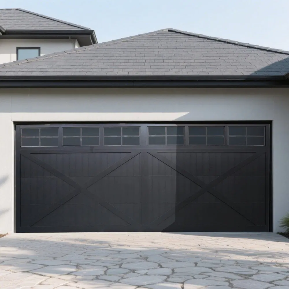 Durable Weatherproof Faux-Wood Aluminum Sectional Overhead Panel-Lift Door for High-End Villas