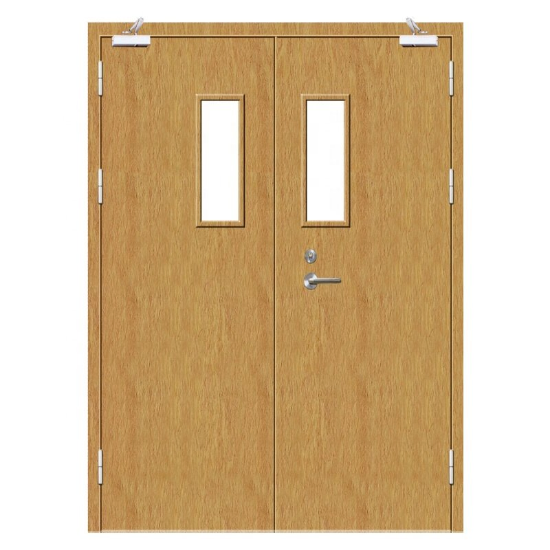 Foshan Factory Acoustic Wooden Fire Rated Door Interior Fireproof Wood Door for Hotel, Hospital, School, Apartment
