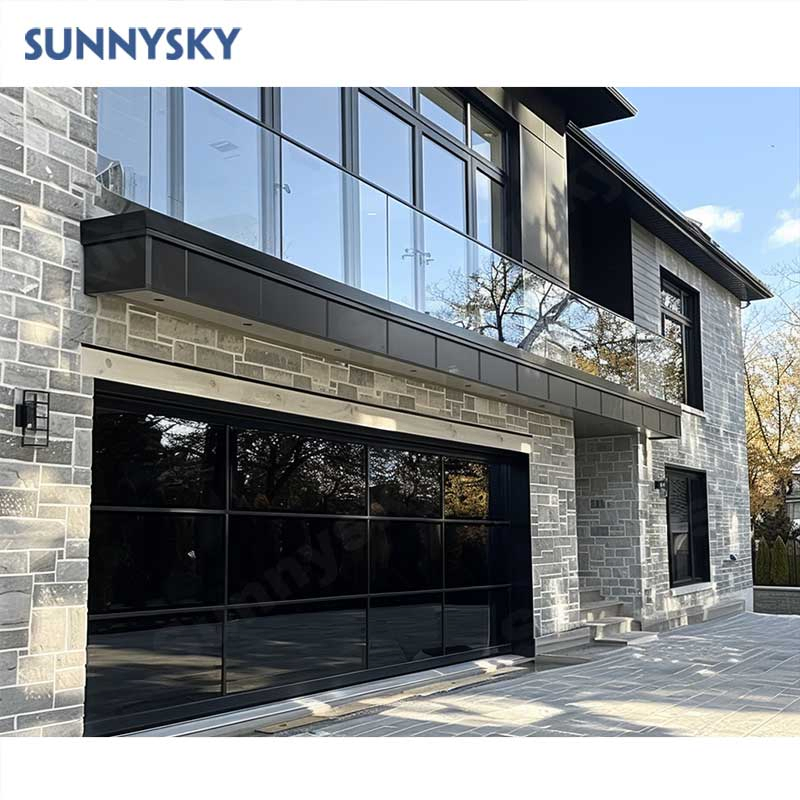 USA Modern Luxury 16X8 Frameless Mirror Glass Automatic Sectional Commercial Garage Door