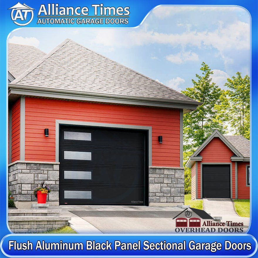 Flush Aluminum Faux Wood Grain Panels Sectional Automatic Garage Doors for Home Residential Used