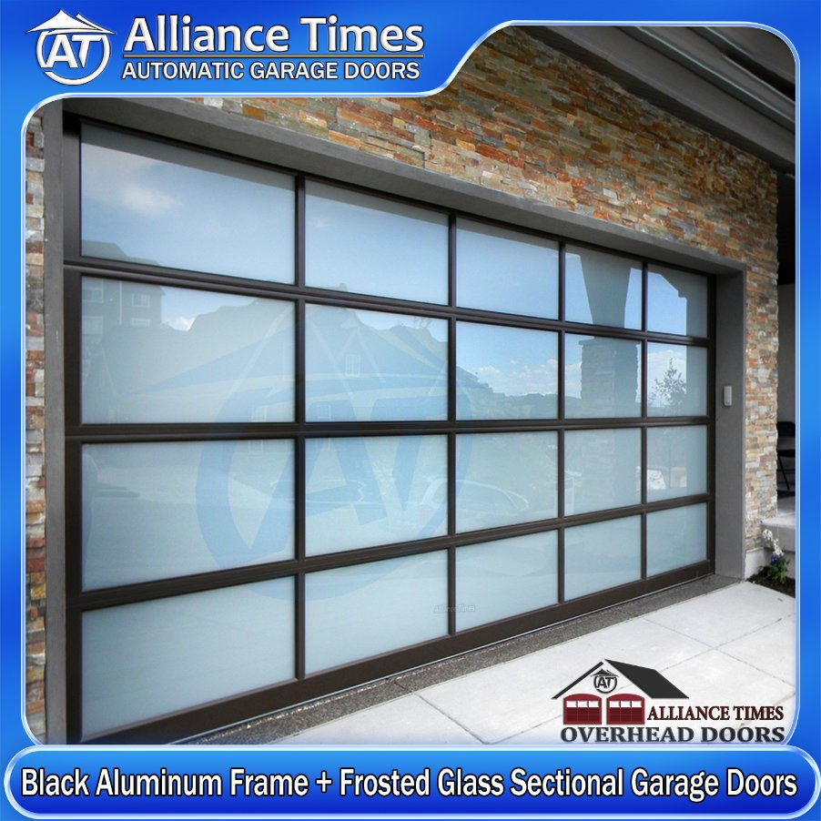 Advanced Residential Local Aluminum Tinted Tempered Glass Automatic New Garage Doors