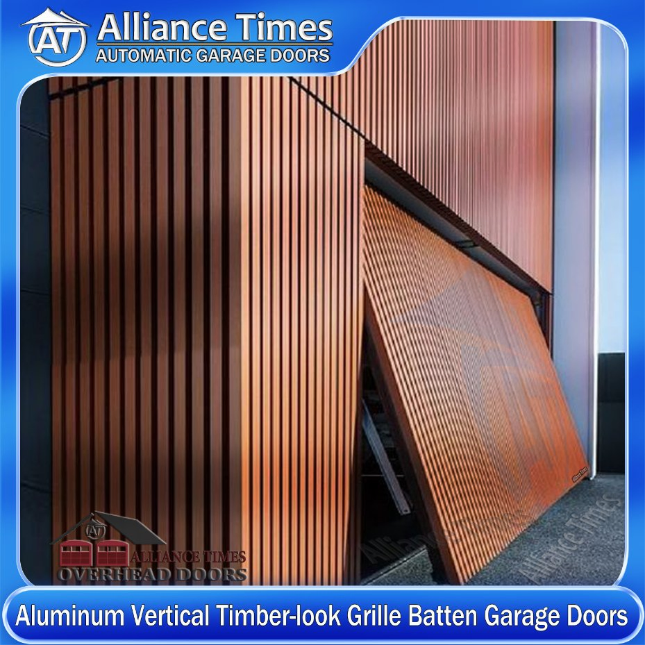 Elegant Vertical Garage Doors with Faux Wood Finish for Modern Living