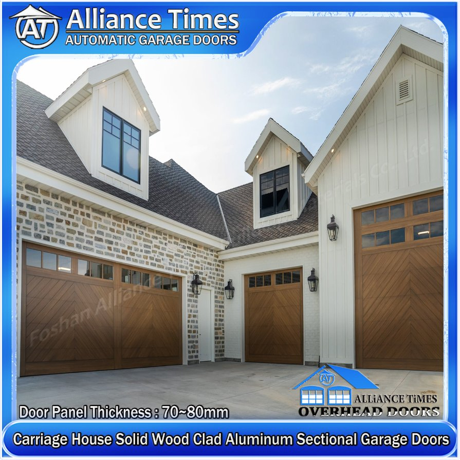 Customizable Carriage House Wood Clad Aluminum Garage Doors with Driving System