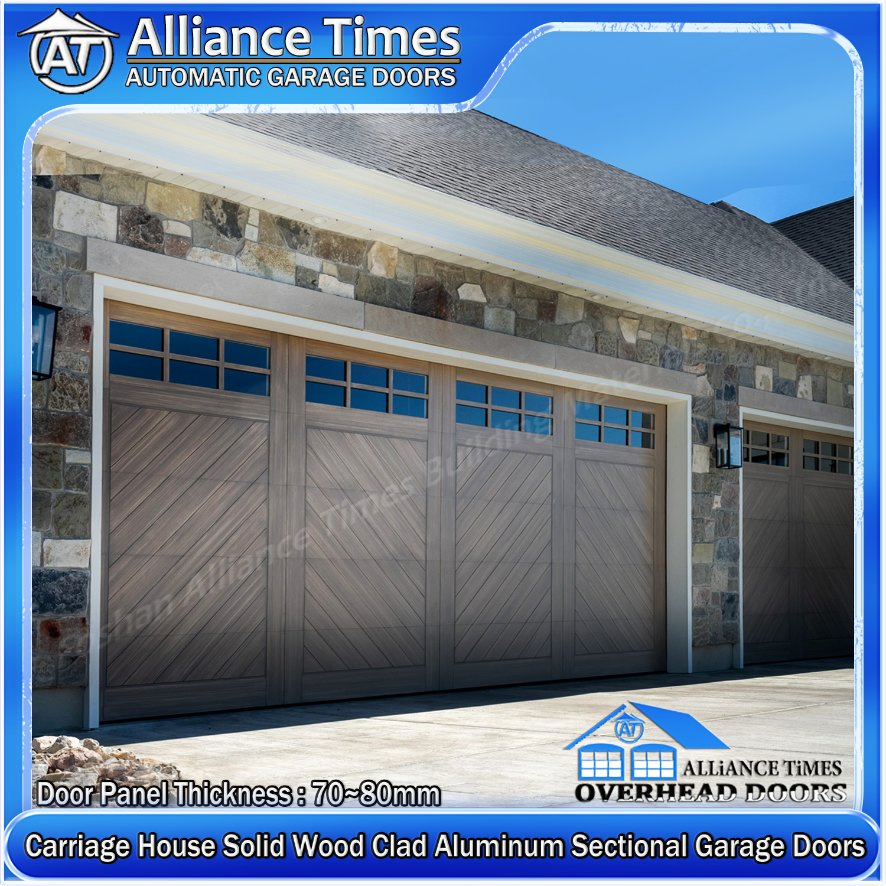 Elegant Carriage House Wood Clad Aluminum Garage Doors with Safety Clutch Feature